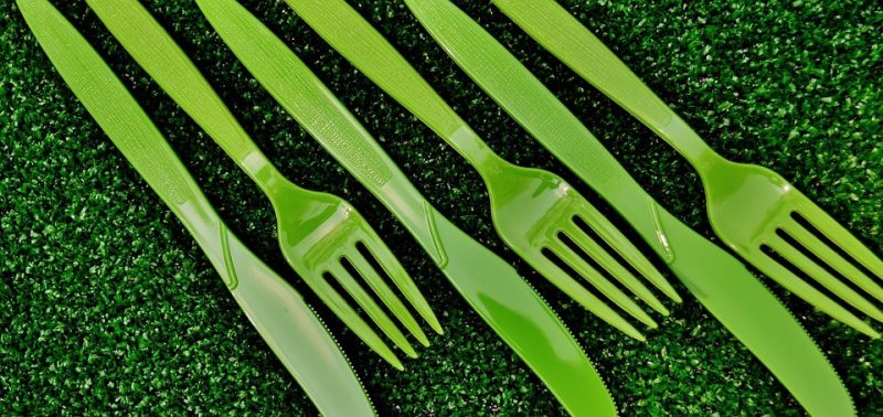 Green Plastic Utensils made From HIPS Plastic