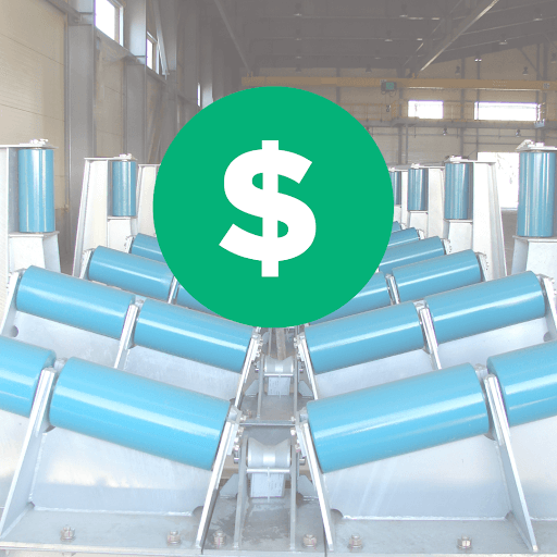 Image of blue plastic rollers with a green dollar sign 
