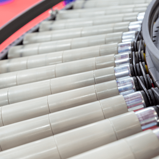 Image Of A Row Of High-Quality Plastic Conveyor Rollers